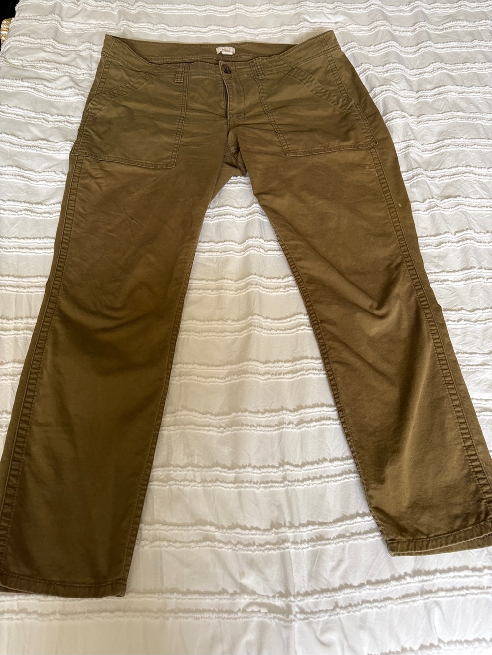 J. Crew Women’s Olive-Brown Mud-Rise Chinos